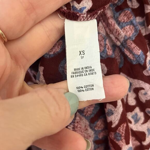 Aerie Peasant Midi Dress XS Floral Oversized Boho Long Sleeve Flowy Casual Red - Picture 7 of 9